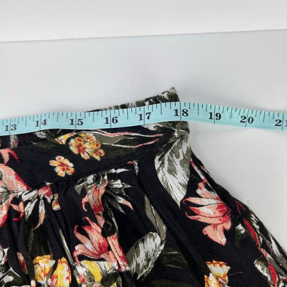 Style & Co Black Tropical Printed Flowy Pull On Midi Hi-Lo Layered Skirt L - Picture 12 of 13